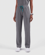 Pintuck High-Rise Straight-Leg Pant Heather Gray - Scrubloop