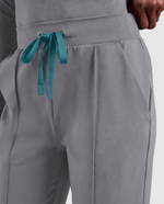 Pintuck High-Rise Straight-Leg Pant Heather Gray - Scrubloop