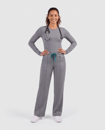 Pintuck High-Rise Straight-Leg Pant Heather Gray - Scrubloop