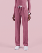 Pintuck High-Rise Straight-Leg Pant Mauve - Scrubloop