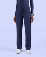 Pintuck High-Rise Straight-Leg Pant Navy - Scrubloop