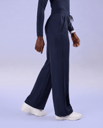 Pintuck High-Rise Straight-Leg Pant Navy - Scrubloop