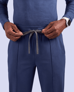 Pintuck High-Rise Straight-Leg Pant Navy - Scrubloop