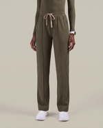 Pintuck High-Rise Straight-Leg Pant Olive - Scrubloop
