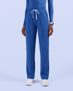 Pintuck High-Rise Straight-Leg Pant Royal Blue - Scrubloop