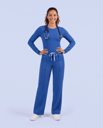 Pintuck High-Rise Straight-Leg Pant Royal Blue - Scrubloop
