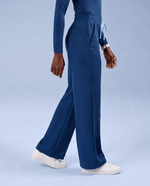 Pintuck High-Rise Straight-Leg Pant Royal Blue - Scrubloop
