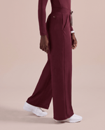 Pintuck High-Rise Wide-Leg Pant Burgundy - Scrubloop