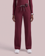 Pintuck High-Rise Wide-Leg Pant Burgundy - Scrubloop