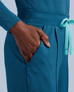 Pintuck High-Rise Wide-Leg Pant Caribbean Blue - Scrubloop