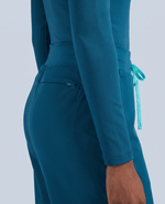 Pintuck High-Rise Wide-Leg Pant Caribbean Blue - Scrubloop