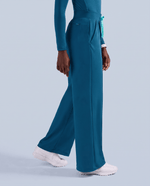 Pintuck High-Rise Wide-Leg Pant Caribbean Blue - Scrubloop