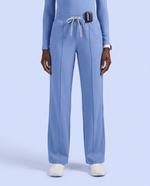 Pintuck High-Rise Wide-Leg Pant Ceil Blue - Scrubloop