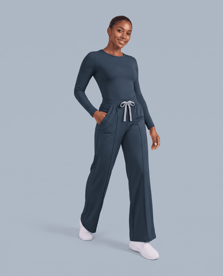 Pintuck High-Rise Wide-Leg Pant Dark Harbor