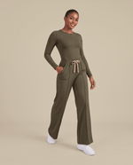 Pintuck High-Rise Wide-Leg Pant Olive - Scrubloop