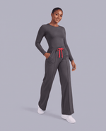 Pintuck High-Rise Wide-Leg Pant Pewter - Scrubloop