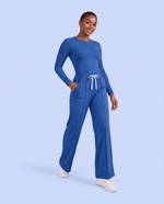Pintuck High-Rise Wide-Leg Pant Royal Blue - Scrubloop
