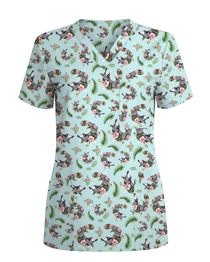 Platypus Tropical Floral Scrub Top