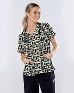 Playful Black Cats Cute Nurse Scrub Top - Scrubloop