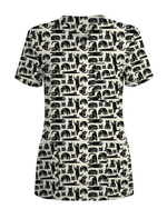 Playful Black Cats Cute Nurse Scrub Top - Scrubloop