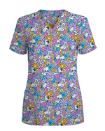 Playful Bunny Blossom Women Scrub Top - Scrubloop