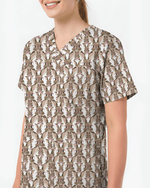 Playful Bunny With Glasses Theme Women Scrub Top - Scrubloop