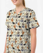 Playful Cat Butt Veterinary Scrub Top - Scrubloop