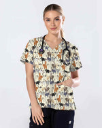 Playful Cat Butt Veterinary Scrub Top - Scrubloop
