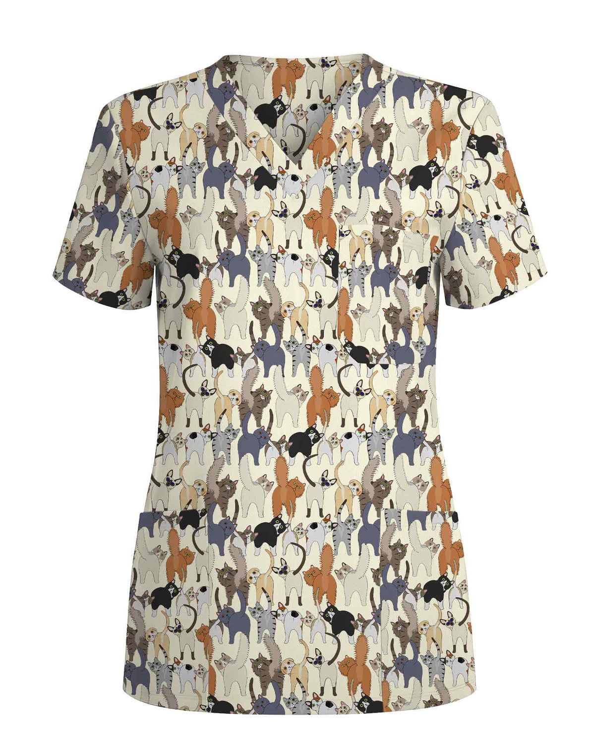 Playful Cat Butt Veterinary Scrub Top - Scrubloop