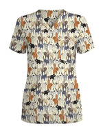 Playful Cat Butt Veterinary Scrub Top - Scrubloop