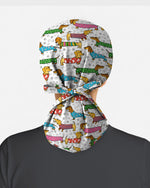 Playful Dachshund Allover Cartoon Pattern Scrub Cap - Scrubloop