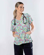 Playful Dog Groomer Medical Scrub Top - Scrubloop