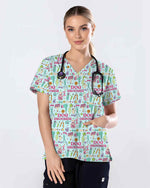 Playful Dog Groomer Medical Scrub Top - Scrubloop