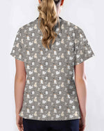 Playful Fluffy Chubby Cat Scrub Top - Scrubloop