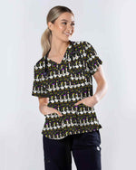 Playful Mardi Goose Cartoon Scrub Top - Scrubloop