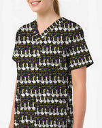 Playful Mardi Goose Cartoon Scrub Top - Scrubloop