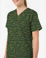 Playful Mardi Gras Dachshund Dog Scrub Top - Scrubloop