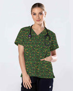 Playful Mardi Gras Dachshund Dog Scrub Top - Scrubloop