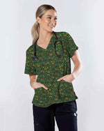 Playful Mardi Gras Dachshund Dog Scrub Top - Scrubloop