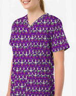 Playful Mardi Gras Duck Festival Scrub Top - Scrubloop