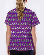 Playful Mardi Gras Duck Festival Scrub Top - Scrubloop