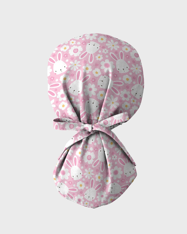 Playful Rabbits Meadow Garden Charm Scrub Cap