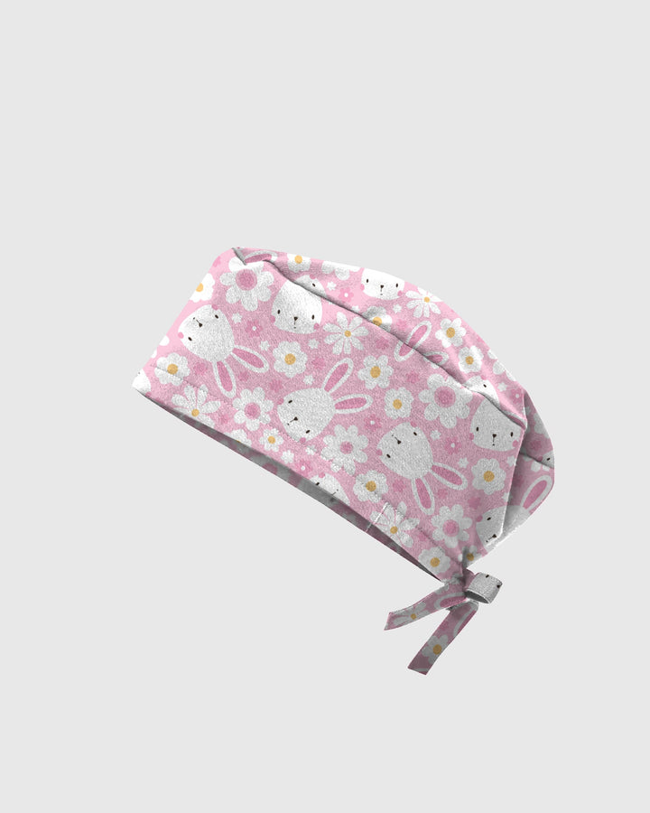 Playful Rabbits Meadow Garden Charm Scrub Cap