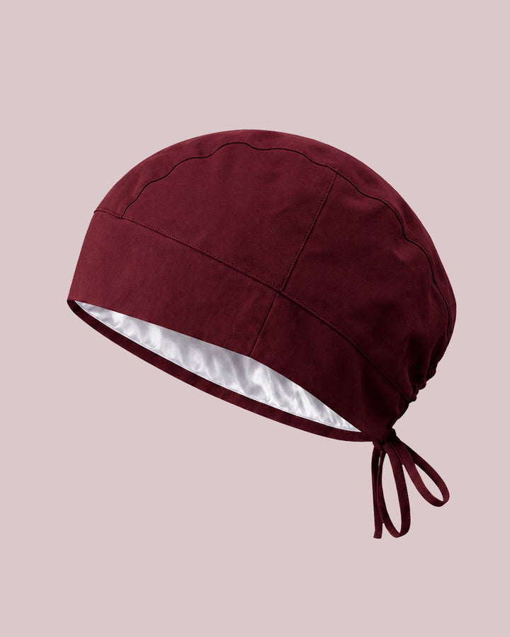 Premium Satin-Lined Scrub Cap Burgundy