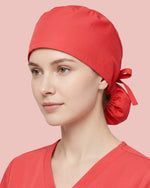 Premium Satin-Lined Scrub Cap Coral - Scrubloop