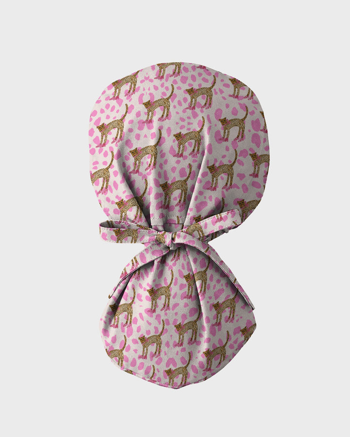 Pretty Pink Leopard Scrub Cap