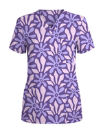 Purple Blooms Lavender Garden Glow Women Scrub Top - Scrubloop