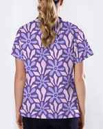 Purple Blooms Lavender Garden Glow Women Scrub Top - Scrubloop