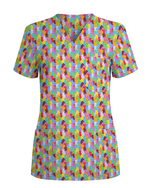 Rainbow Gummy Bear Women Scrub Top - Scrubloop