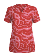 Red Revival Bold Cherry Pop Energy Women Scrub Top - Scrubloop